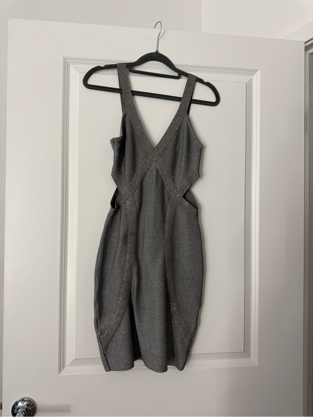 Bebe Women's Silver and Grey cutout Dress